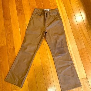 Brand new! Zara straight leg leather pants size 32/0 camel color